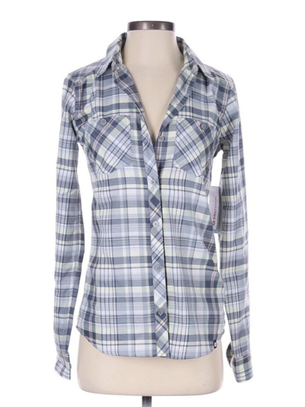 NWT Marmot Women's XS Outdoors Hiking Plaid Button Down Shirt light Weight